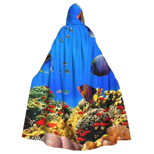 Uusnwaa Umhang mit Kapuze und Seefisch-Muster, Umhang mit Kapuze, Mittelalter-Renaissance-Umhang für Damen und Herren, Halloween, Cosplay-Kostüm von Uusnwaa