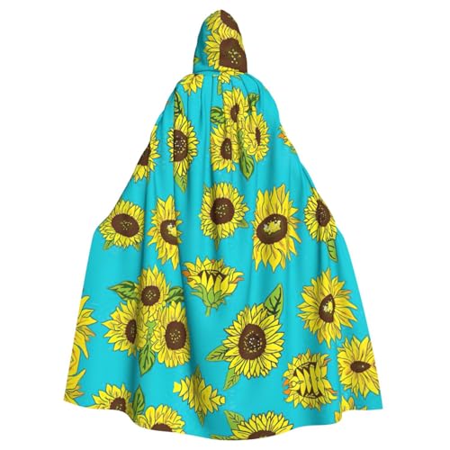 Uusnwaa Umhang mit Kapuze und Sonnenblumenmuster, Umhang mit Kapuze, Mittelalter-Renaissance-Umhang für Damen und Herren, Halloween, Cosplay-Kostüm Uusnwaa Umhang mit Kapuze und Sonnenblumenmuster, Umhang mit Kapuze, Mittelalter-Renaissance-Umhang für Damen und Herren, Halloween, Cosplay-Kostüm von Uusnwaa