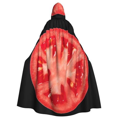 Uusnwaa Umhang mit Kapuze und Tomatenscheiben-Druck, Umhang mit Kapuze, mittelalterlicher Renaissance-Umhang für Damen und Herren, Halloween, Cosplay-Kostüm Uusnwaa Umhang mit Kapuze und Tomatenscheiben-Druck, Umhang mit Kapuze, mittelalterlicher Renaissance-Umhang für Damen und Herren, Halloween, Cosplay-Kostüm von Uusnwaa