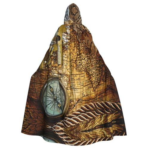 Uusnwaa Umhang mit Kapuze und Umhang mit alter Weltkarte, Umhang mit Kapuze, Mittelalter-Renaissance-Umhang für Damen und Herren, Halloween, Cosplay-Kostüm Uusnwaa Umhang mit Kapuze und Umhang mit alter Weltkarte, Umhang mit Kapuze, Mittelalter-Renaissance-Umhang für Damen und Herren, Halloween, Cosplay-Kostüm von Uusnwaa