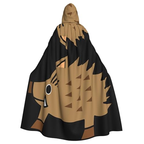 Uusnwaa Umhang mit Kapuze und Wildschwein-Animationsdruck, Umhang mit Kapuze, mittelalterlicher Renaissance-Umhang für Damen und Herren, Halloween, Cosplay-Kostüm von Uusnwaa