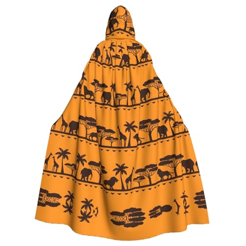 Uusnwaa Umhang mit Kapuze und afrikanischem Tierdruck, Umhang mit Kapuze, mittelalterlicher Renaissance-Umhang für Damen und Herren, Halloween, Cosplay-Kostüm von Uusnwaa