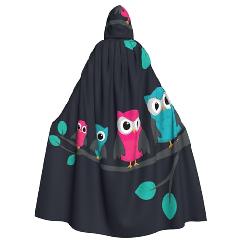 Uusnwaa Umhang mit Kapuze und süßem Eulen-Druck, Umhang mit Kapuze, Mittelalter-Renaissance-Umhang für Damen und Herren, Halloween, Cosplay-Kostüm von Uusnwaa