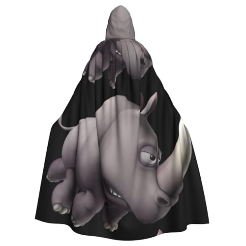 Uusnwaa Umhang mit Kapuze und wütendem Nashorn-Druck, Umhang mit Kapuze, Mittelalter-Renaissance-Umhang für Damen und Herren, Halloween, Cosplay-Kostüm Uusnwaa Umhang mit Kapuze und wütendem Nashorn-Druck, Umhang mit Kapuze, Mittelalter-Renaissance-Umhang für Damen und Herren, Halloween, Cosplay-Kostüm von Uusnwaa