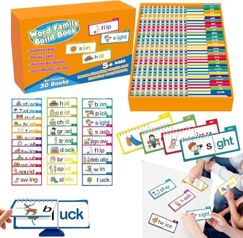 30 Read and Rhyme Flip Books,30 Read and Rhyme Activity Books,word Family Flip Books,Word Families Flash Cards,ABC Vocabulary Flash Cards,Learn Read Phonics Flash Paper for Educational Reading Games-A von Uuxkgu