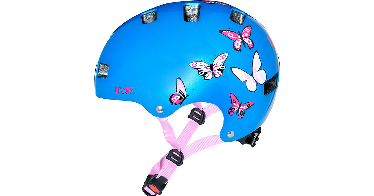 Fahrradhelm kid 3 butterfly, metallicblau Gr. 55-58 von Uvex