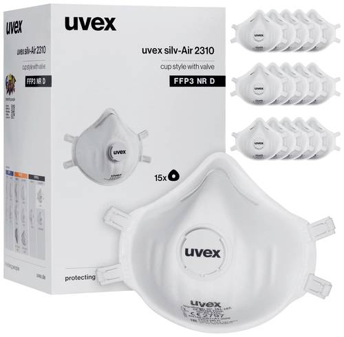 Uvex silv-Air classic 2310 8762310 Feinstaubmaske mit Ventil FFP3 D 15 St. EN 149:2001 + A1:2009 DIN von Uvex