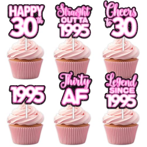 18 rosa glitzernde Dessert-Cupcake-Topper für Straight Outta 1995 Legend Since 1995 Themen-Dekor-Zubehör für Männer Happy 30th Birthday Party Dekorationen 18 rosa glitzernde Dessert-Cupcake-Topper für Straight Outta 1995 Legend Since 1995 Themen-Dekor-Zubehör für Männer Happy 30th Birthday Party Dekorationen von Uwaikin
