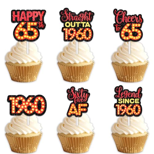 18 rote Glitzer-Dessert-Cupcake-Topper für Straight Outta 1960 Legend Since 1960 Themen-Dekor-Zubehör für Männer Happy 65th Birthday Party Dekorationen 18 rote Glitzer-Dessert-Cupcake-Topper für Straight Outta 1960 Legend Since 1960 Themen-Dekor-Zubehör für Männer Happy 65th Birthday Party Dekorationen von Uwaikin
