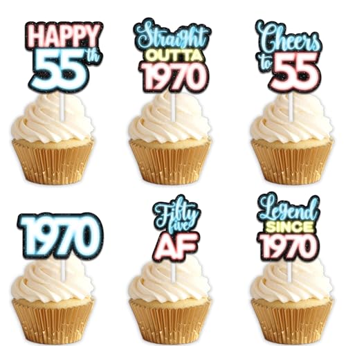 18 x blaue Glitzer-Dessert-Cupcake-Topper für Straight Outta 1970 Legend Since 1970, Themen-Dekor-Zubehör, Herren, Happy 55th Birthday, Party-Dekorationen 18 x blaue Glitzer-Dessert-Cupcake-Topper für Straight Outta 1970 Legend Since 1970, Themen-Dekor-Zubehör, Herren, Happy 55th Birthday, Party-Dekorationen von Uwaikin