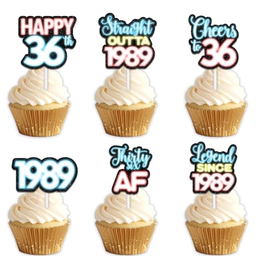 18 x blaue Glitzer-Dessert-Cupcake-Topper für Straight Outta 1989 Legend Since 1989, Themen-Dekor-Zubehör, Herren, Happy 36th Birthday, Party-Dekorationen 18 x blaue Glitzer-Dessert-Cupcake-Topper für Straight Outta 1989 Legend Since 1989, Themen-Dekor-Zubehör, Herren, Happy 36th Birthday, Party-Dekorationen von Uwaikin