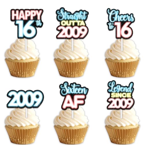 18 x blaue Glitzer-Dessert-Cupcake-Topper für Straight Outta 2009 Legend Since 2009, Themen-Dekor-Zubehör, Herren, Happy 16th Birthday, Party-Dekorationen 18 x blaue Glitzer-Dessert-Cupcake-Topper für Straight Outta 2009 Legend Since 2009, Themen-Dekor-Zubehör, Herren, Happy 16th Birthday, Party-Dekorationen von Uwaikin