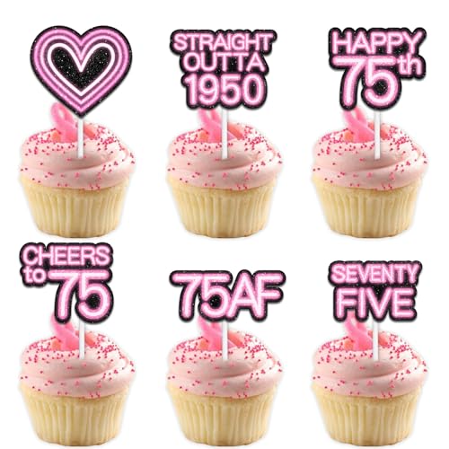 Cupcake-Topper mit Glitzer-Herz, für Straight Outta 1950 Legend Since 1950, Themen-Dekor-Zubehör, Herren, Happy 75th Birthday, Party-Dekorationsset, 18-teilig von Uwaikin