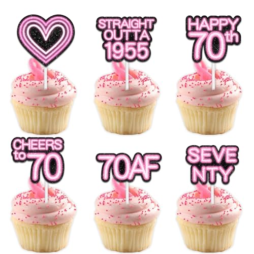 Cupcake-Topper mit Glitzer-Herz, für Straight Outta 1955 Legend Since 1955, Themen-Dekor-Zubehör, Herren, Happy 70th Birthday, Party-Dekorationsset, 18-teilig von Uwaikin