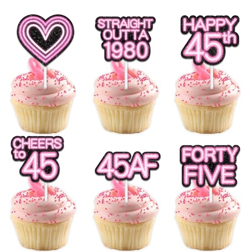 Cupcake-Topper mit Glitzer-Herz, für Straight Outta 1980 Legend Since 1980, Themen-Dekor-Zubehör, Herren, Happy 45th Birthday, Party-Dekorationsset, 18-teilig Cupcake-Topper mit Glitzer-Herz, für Straight Outta 1980 Legend Since 1980, Themen-Dekor-Zubehör, Herren, Happy 45th Birthday, Party-Dekorationsset, 18-teilig von Uwaikin