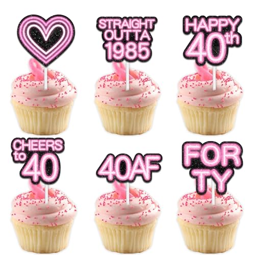 Cupcake-Topper mit Glitzer-Herz, für Straight Outta 1985 Legend Since 1985, Themen-Dekor-Zubehör, Herren, Happy 40th Birthday, Party-Dekorationsset, 18-teilig Cupcake-Topper mit Glitzer-Herz, für Straight Outta 1985 Legend Since 1985, Themen-Dekor-Zubehör, Herren, Happy 40th Birthday, Party-Dekorationsset, 18-teilig von Uwaikin