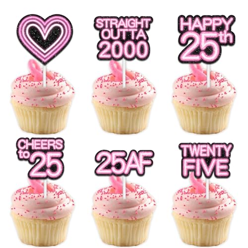 Cupcake-Topper mit Glitzer-Herz, für Straight Outta 2000 Legend Since 2000, Themen-Dekoration, Zubehör, Herren, Happy 25th Birthday, Party-Dekorationsset, 18-teilig Cupcake-Topper mit Glitzer-Herz, für Straight Outta 2000 Legend Since 2000, Themen-Dekoration, Zubehör, Herren, Happy 25th Birthday, Party-Dekorationsset, 18-teilig von Uwaikin