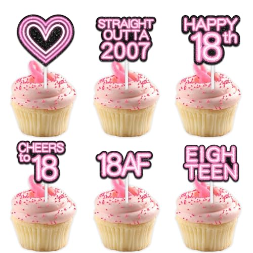 Cupcake-Topper mit Glitzer-Herz, für Straight Outta 2007 Legend Since 2007, Themen-Dekor-Zubehör, Herren, Happy 18th Birthday, Party-Dekorationsset, 18-teilig Cupcake-Topper mit Glitzer-Herz, für Straight Outta 2007 Legend Since 2007, Themen-Dekor-Zubehör, Herren, Happy 18th Birthday, Party-Dekorationsset, 18-teilig von Uwaikin