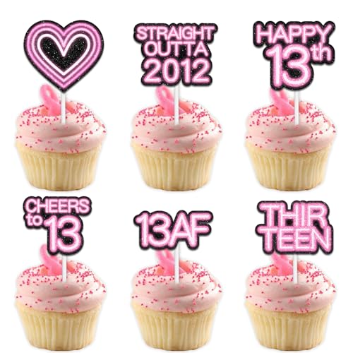 Cupcake-Topper mit Glitzer-Herz, für Straight Outta 2012 Legend Since 2012, Themen-Dekor-Zubehör, Herren, Happy 13th Birthday, Party-Dekorationsset, 18-teilig Cupcake-Topper mit Glitzer-Herz, für Straight Outta 2012 Legend Since 2012, Themen-Dekor-Zubehör, Herren, Happy 13th Birthday, Party-Dekorationsset, 18-teilig von Uwaikin