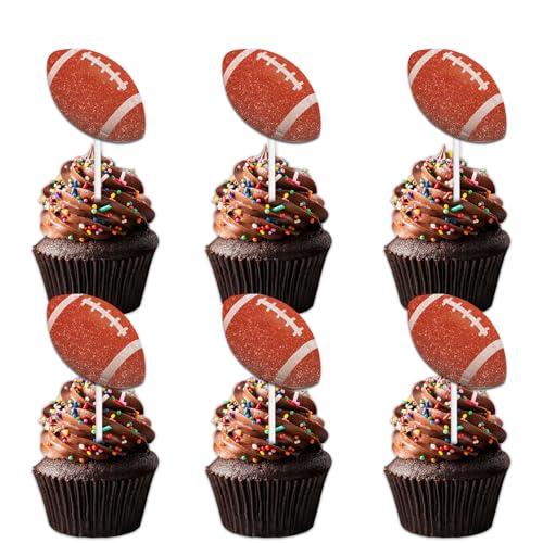Cupcake-Topper mit braunem Glitzer, Rugby-Ball, Dessert, Cupcake-Topper, Picks für Touchdown, Sport, Spieltag, Themen-Dekoration, für Männer und Frauen, Happy Birthday, Party-Dekorationen, 18 Stück Cupcake-Topper mit braunem Glitzer, Rugby-Ball, Dessert, Cupcake-Topper, Picks für Touchdown, Sport, Spieltag, Themen-Dekoration, für Männer und Frauen, Happy Birthday, Party-Dekorationen, 18 Stück von Uwaikin