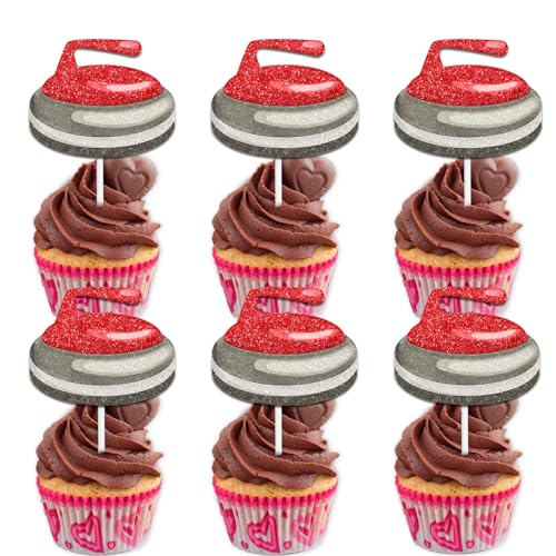 Glitzer-Dessert-Cupcake-Topper zum Curling, Sportthema, für Männer und Frauen, Happy Birthday, Party-Dekorationen, 18 Stück Glitzer-Dessert-Cupcake-Topper zum Curling, Sportthema, für Männer und Frauen, Happy Birthday, Party-Dekorationen, 18 Stück von Uwaikin