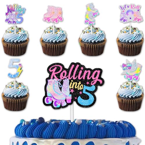 Glitzer-Rollschuhe, 12 Cupcake-Topper, 1 Kuchenaufsatz, für 80er-90er-Jahre, Retro-Hip-Hop-Rollschuhlaufroller, Rollschuhlaufroller, 5 Themen-Dekor-Zubehör, Party-Dekorationen zum 5. Geburtstag, 18 Glitzer-Rollschuhe, 12 Cupcake-Topper, 1 Kuchenaufsatz, für 80er-90er-Jahre, Retro-Hip-Hop-Rollschuhlaufroller, Rollschuhlaufroller, 5 Themen-Dekor-Zubehör, Party-Dekorationen zum 5. Geburtstag, 18 von Uwaikin