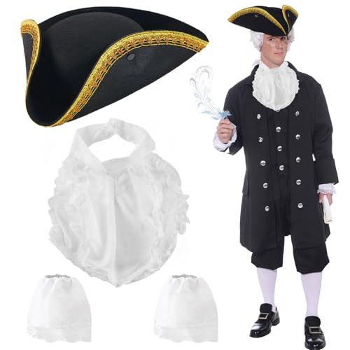 UxClishe 4-teiliges Richter-Kostüm-Set, Richter-Kostüm-Set, Richterzubehör-Set mit Hut, falscher Kragenmanschette für Cosplay, Partyzubehör UxClishe 4-teiliges Richter-Kostüm-Set, Richter-Kostüm-Set, Richterzubehör-Set mit Hut, falscher Kragenmanschette für Cosplay, Partyzubehör von UxClishe
