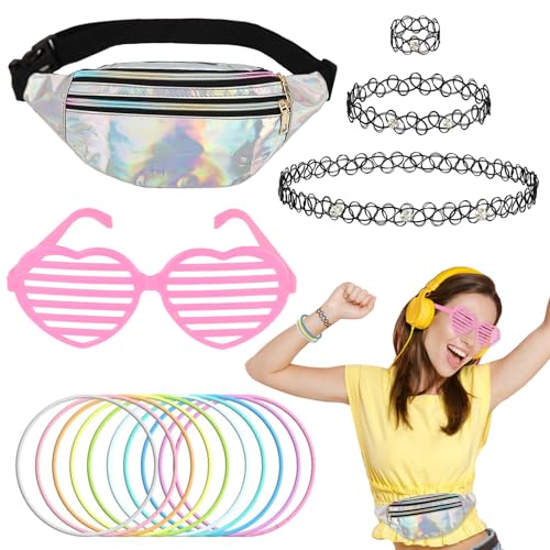 UxClishe 6-teiliges 90er-Jahre-Kostüm-Set für Damen, 90er-Jahre-Kostüm-Set mit Tasche, Brille für Damen UxClishe 6-teiliges 90er-Jahre-Kostüm-Set für Damen, 90er-Jahre-Kostüm-Set mit Tasche, Brille für Damen von UxClishe