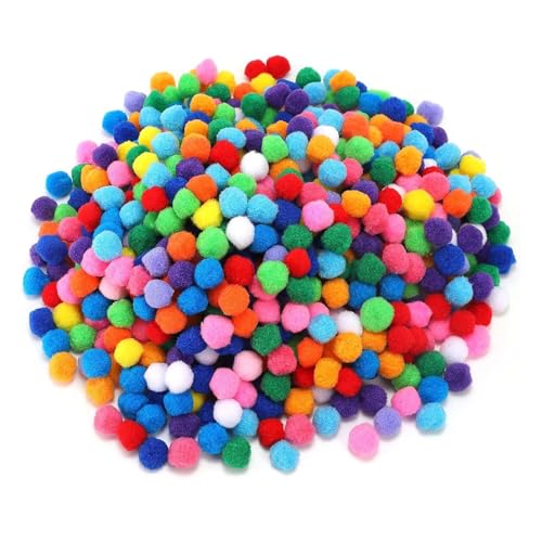 UxicRuya 200 Stück Pompons, Pompons, Bälle, Kunst Und Bastelmaterial für Weihnachtsdekoration, Partys, Schulaktivitäten, Dunkle Farbe 1cm von UxicRuya