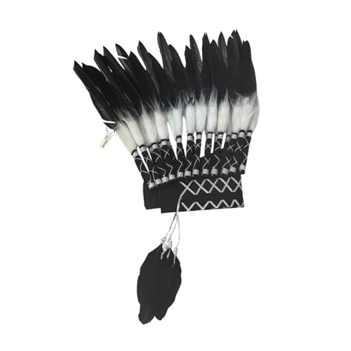 UxicRuya American Chief Indian Feather Headschminderrollen Spielen Stirnband für Die Bühnenshow Party, Weiß schwarz UxicRuya American Chief Indian Feather Headschminderrollen Spielen Stirnband für Die Bühnenshow Party, Weiß schwarz von UxicRuya