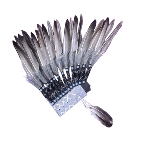 UxicRuya Chief Indian Hut Künstliche Federkopfschmuck Kopfbuch für Halloween Cosplay, Graue Feder UxicRuya Chief Indian Hut Künstliche Federkopfschmuck Kopfbuch für Halloween Cosplay, Graue Feder von UxicRuya