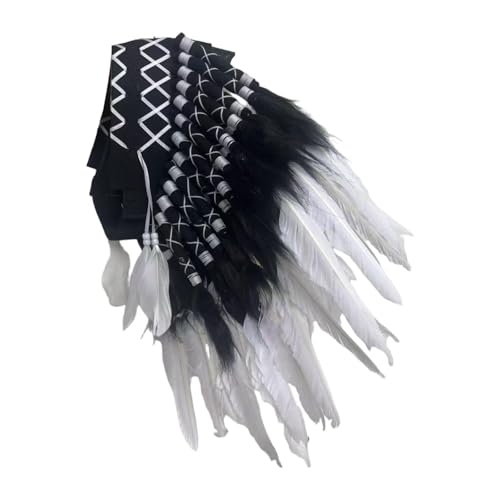 UxicRuya Chief Indian Hut Künstliche Federkopfschmuck Kopfbuch für Halloween Cosplay, Weiße Feder von UxicRuya