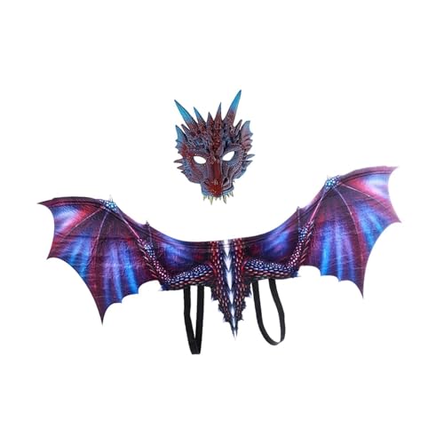 UxicRuya Fantastisches Drachenkostüm für Erwachsene, Dinosaurierflügel Und Maskenset für Besondere Anlässe, LILA von UxicRuya