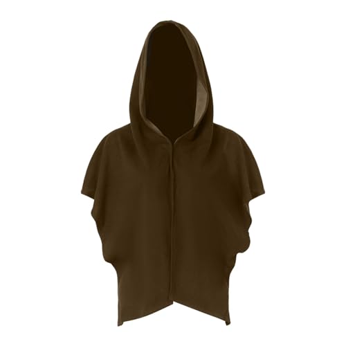 UxicRuya Halloween Umhang, Poncho, Schal, Maskenkostüm für Erwachsene, Grimmige Kapuze, Ausgefallenes Kleid, Mittelalterlicher Kapuzenumhang, Hexenhut, Braun von UxicRuya