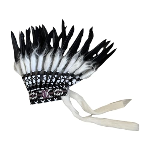 UxicRuya Indian Feather Headdress Mode Einzigartiger Indischer Hut für Thanksgiving Day, Weiß Schwarz UxicRuya Indian Feather Headdress Mode Einzigartiger Indischer Hut für Thanksgiving Day, Weiß Schwarz von UxicRuya