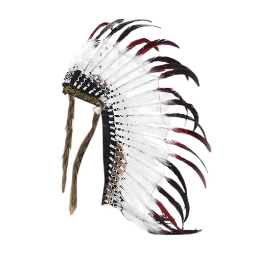 UxicRuya Indianer-Kopfschmuck für Häuptlinge, künstliche Federn, dekorativ für Cosplay von UxicRuya