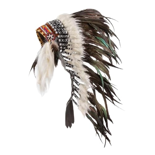 UxicRuya Indianerhäuptling-Kopfschmuck mit Federn für Verkleidungs-Masken von UxicRuya