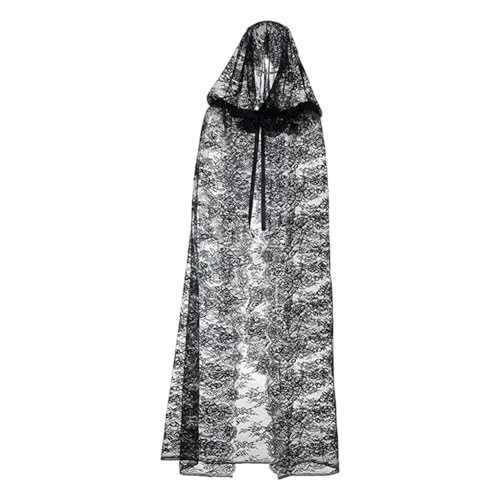 UxicRuya Klassischer Schwarzer Hexenumhang Aus Spitze für Halloweenkostüme, Vielseitig, Und Stilvoll, 130 cm UxicRuya Klassischer Schwarzer Hexenumhang Aus Spitze für Halloweenkostüme, Vielseitig, Und Stilvoll, 130 cm von UxicRuya