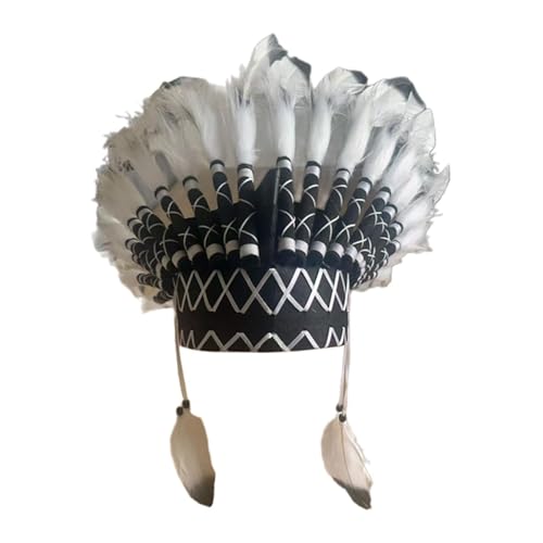 UxicRuya Kopfbedeckung Indianerhut für Auftritte Und Feiern, Schwarz-weiss UxicRuya Kopfbedeckung Indianerhut für Auftritte Und Feiern, Schwarz-weiss von UxicRuya