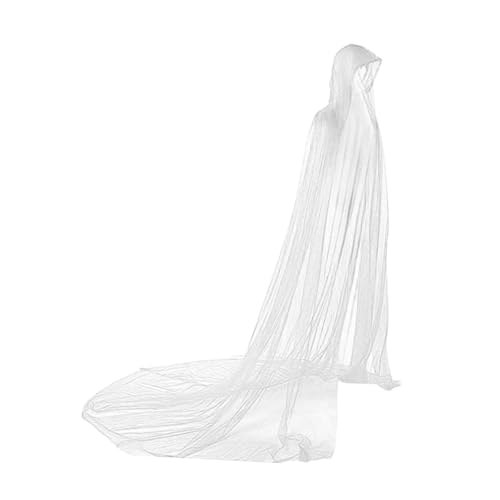 UxicRuya Mittelalterlicher Halloween Umhang Aus Weichem Tüll, Hochzeitsumhang für Damen, Weiß UxicRuya Mittelalterlicher Halloween Umhang Aus Weichem Tüll, Hochzeitsumhang für Damen, Weiß von UxicRuya