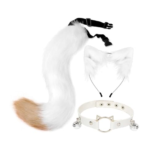 UxicRuya Ohrenkragen und Schwanz-Set, süßes, bequemes Katzen-Cosplay für Bühnenauftritte, Weiß UxicRuya Ohrenkragen und Schwanz-Set, süßes, bequemes Katzen-Cosplay für Bühnenauftritte, Weiß von UxicRuya