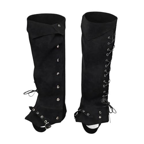 UxicRuya Piratenstiefel-Überzieher, Beingamaschen für Bühnenauftritte und Wandern, Schwarz von UxicRuya