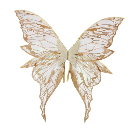 UxicRuya Schmetterlingsflügel Leichtgewichtiger Niedliches Fairy Cosplay Flügel für Maskerade Party Holiday, Gold UxicRuya Schmetterlingsflügel Leichtgewichtiger Niedliches Fairy Cosplay Flügel für Maskerade Party Holiday, Gold von UxicRuya