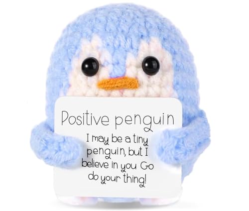 Uxreoib Positive Penguin Geschenk,2.6 Zoll Mini Geschenke Pinguine mit Karte,Geduldsfaden Geschenk,Aufmunterung Geschenke (Penguin-Blau) von Uxreoib