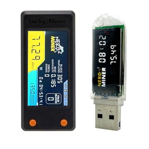 Uxsjakjsd Nerdminer V2 78KH/S BTC Solo Lottery Miner +LV03 74KH/S mit LCD-Display Bitcoin BTC Crypto Miner ASIC Miner Silent Miner von Uxsjakjsd