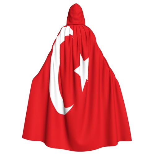 Uyhhgqw Flagge der Türkei Halloween Hexenkostüm Herren Damen Kapuzenumhang Horror Horror Halloween Kostüm Cosplay Kostüm von Uyhhgqw