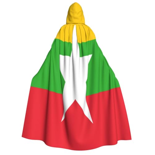 Uyhhgqw Flagge von Myanmar Halloween Hexenkostüm Herren Damen Kapuzenumhang Horror Horror Halloween Kostüm Cosplay Kostüm von Uyhhgqw