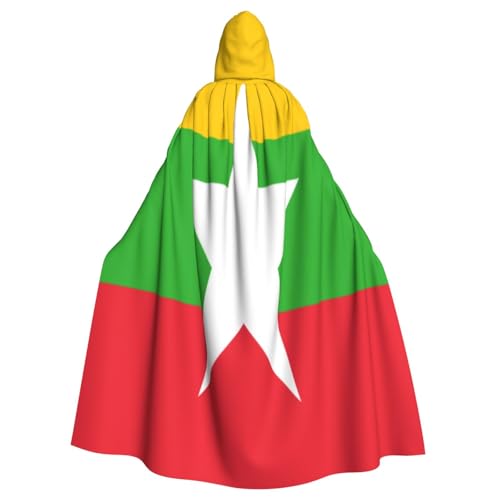 Uyhhgqw Flagge von Myanmar Halloween Hexenkostüm Herren Damen Kapuzenumhang Horror Horror Halloween Kostüm Cosplay Kostüm von Uyhhgqw
