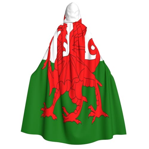 Uyhhgqw Flagge von Wales Halloween Hexenkostüm Herren Damen Kapuzenumhang Horror Horror Halloween Kostüm Cosplay Kostüm von Uyhhgqw
