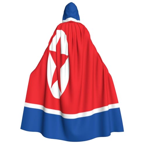 Uyhhgqw Halloween Hexenkostüm Nordkoreanische Flagge Herren Damen Kapuzenumhang Horror Horror Halloween Kostüm Cosplay Kostüm von Uyhhgqw